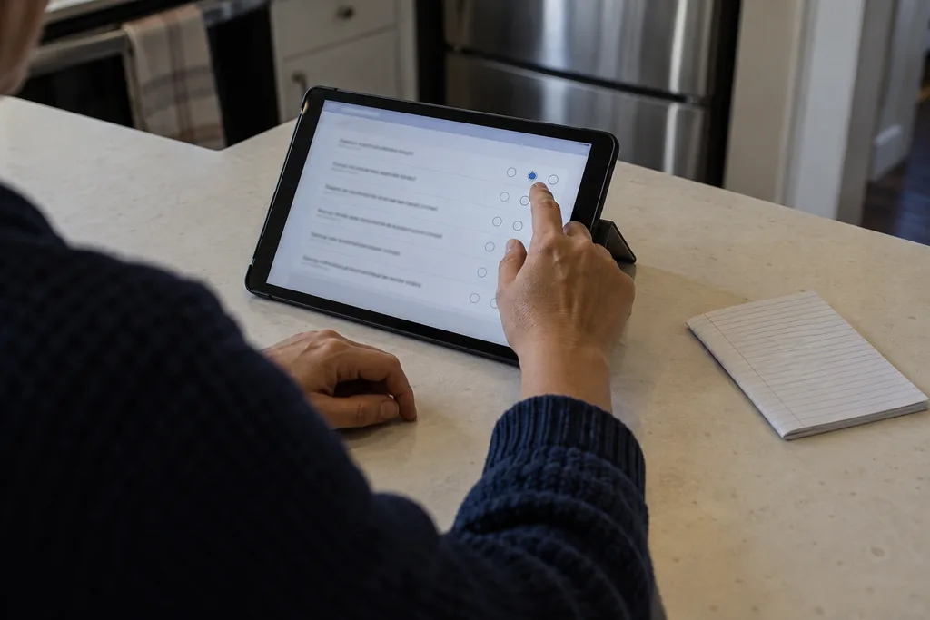 Preenchimento de questionário no tablet